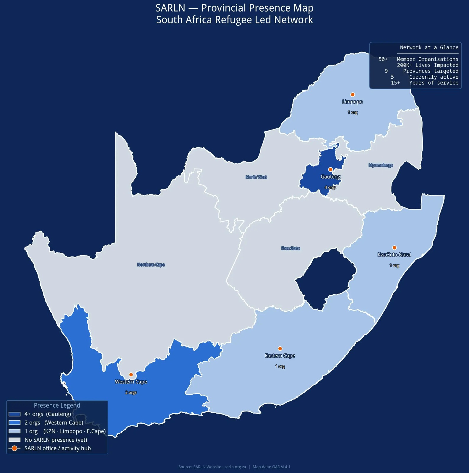 sarln provincial presence map